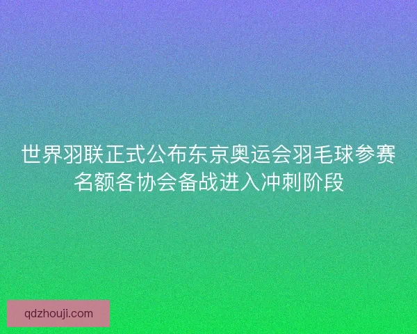 世界羽联正式公布东京奥运会羽毛球参赛名额各协会备战进入冲刺阶段 世界羽联正式公布东京奥运会羽毛球参赛名额各协会备战进入冲刺阶段