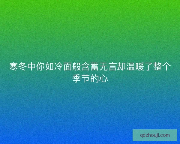 寒冬中你如冷面般含蓄无言却温暖了整个季节的心
